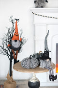 Set Of 6, Halloween Fabric Black White Pumpkin Decor Set, For Holiday Halloween Decoration Black,White Polyester