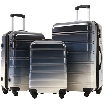 Hardshell Luggage Sets 3 Piece Gradient Color Expandable Suitcase With Spinner Wheels And Tsa Lock Lightweight 20" 24" 28" Available,Gradient Black Black Multi Pc