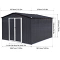 Metal Garden Sheds 10Ft 12Ft Outdoor Dark Grey Dark Gray Metal