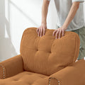 Chaise Lounge Indoor Sleeper Sofa Bed Chair Upholstered Lounge Chair For Bedroom Living Room With Rivets Brown Brown Corduroy