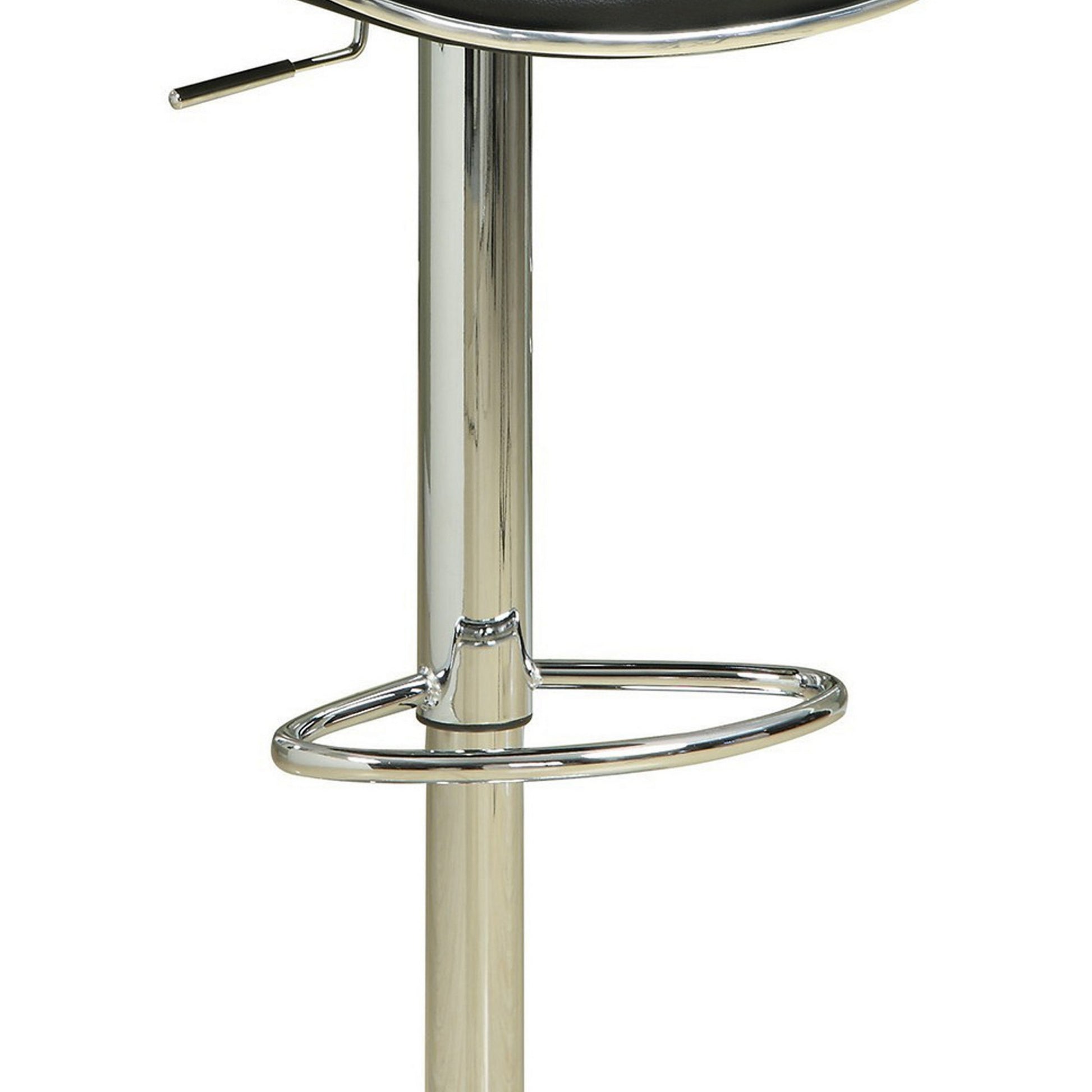 Swivel Adjustable Bar Stool, Black, Set Of 2 Black And Silver Fabric