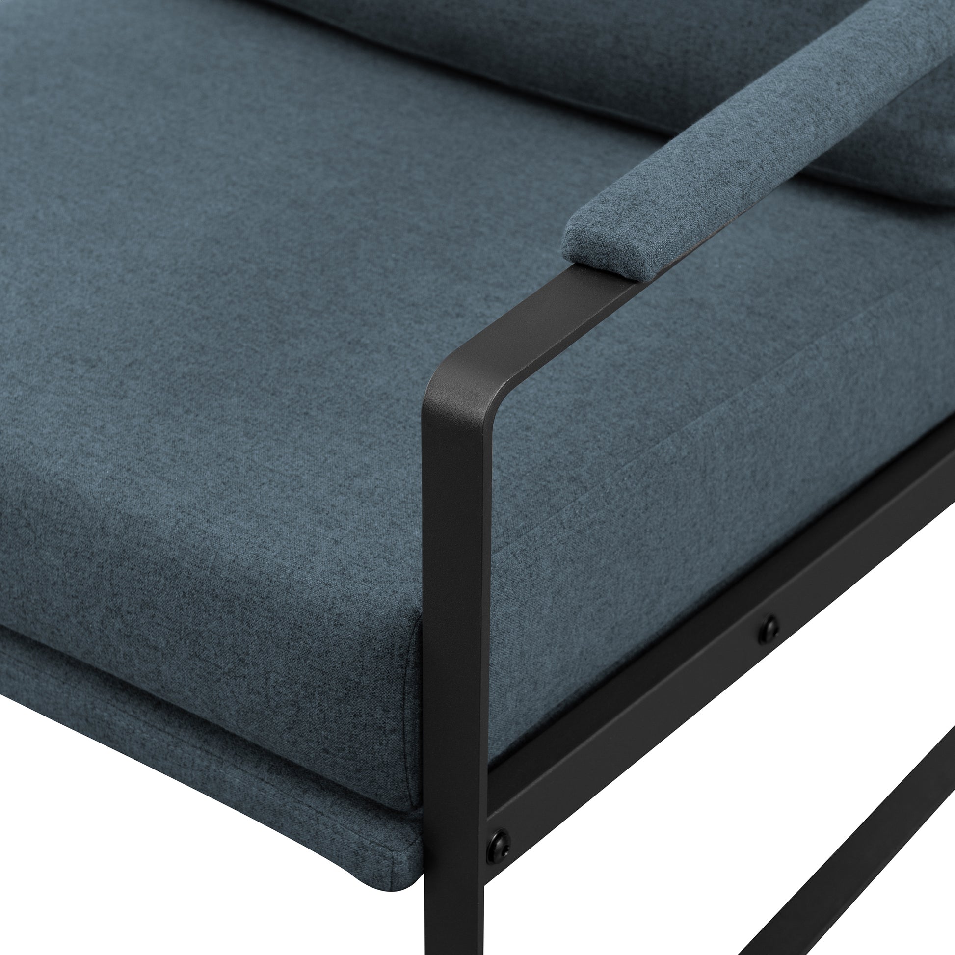 Contemporary Square Metal Frame Accent Chair Indigo Blue Black Blue Steel