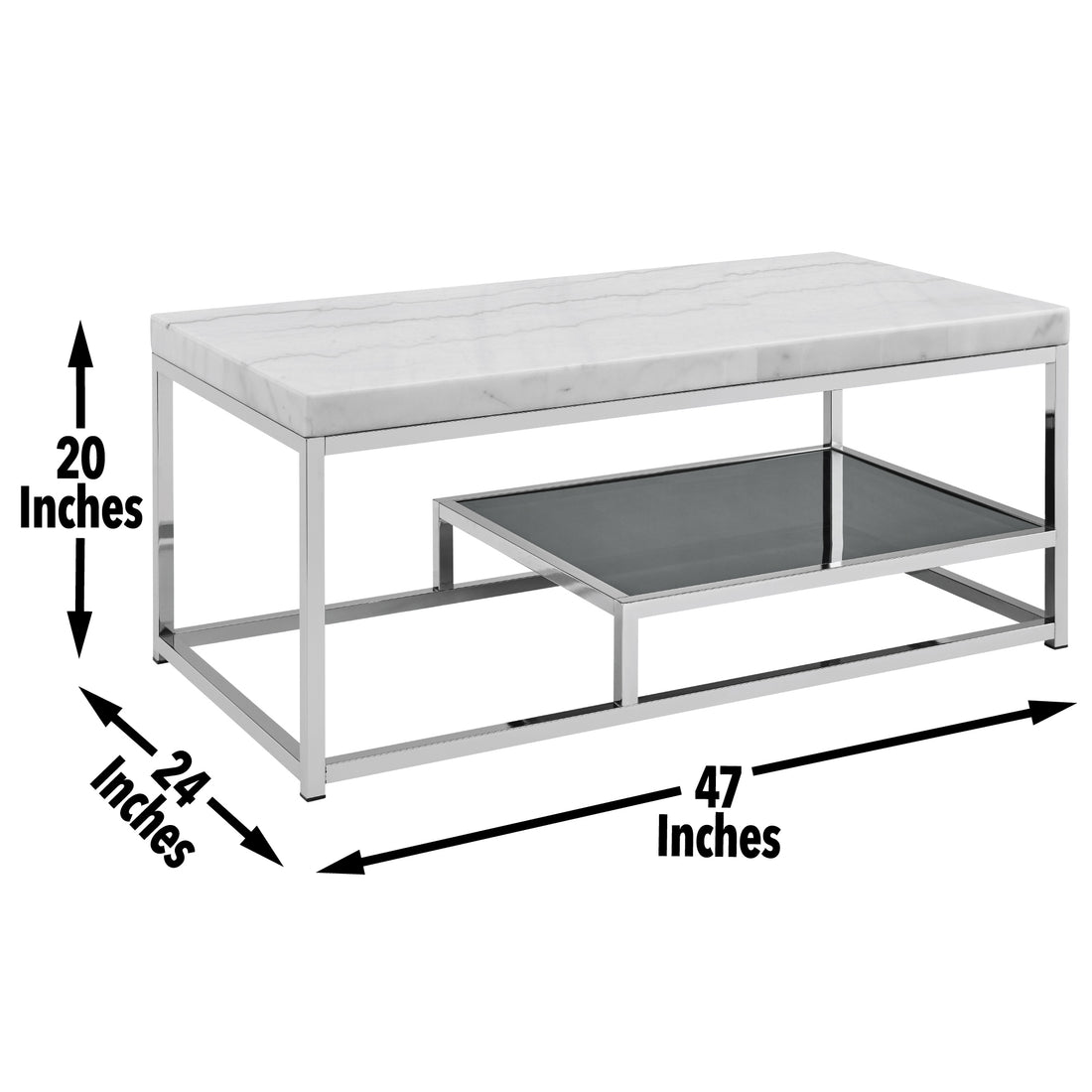 Aston White Marble Top Coffee Table White White Marble