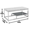 Aston White Marble Top Coffee Table White White Marble