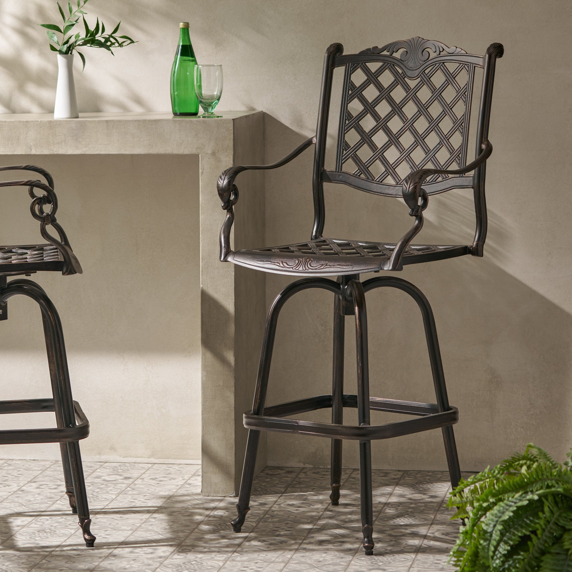 Cast Aluminum Bar Stool Copper Aluminium