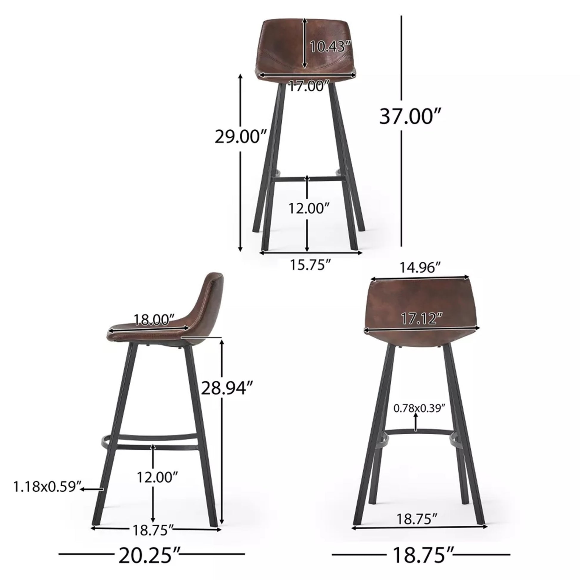 Set Of 2 30" Dax Faux Leather Barstool Brown Brown Set Of 2 Pu