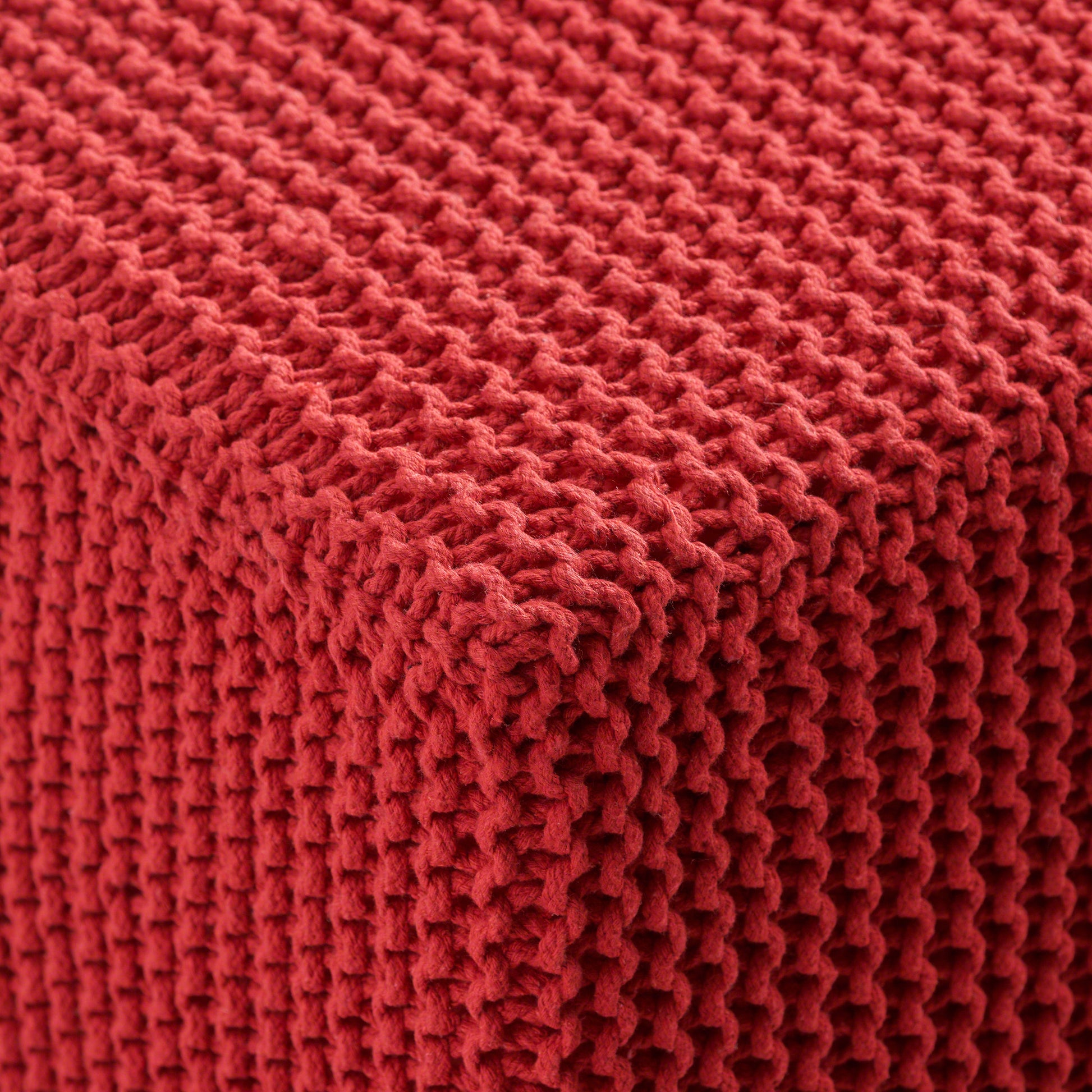 Knitted Foot Stool Red Cotton