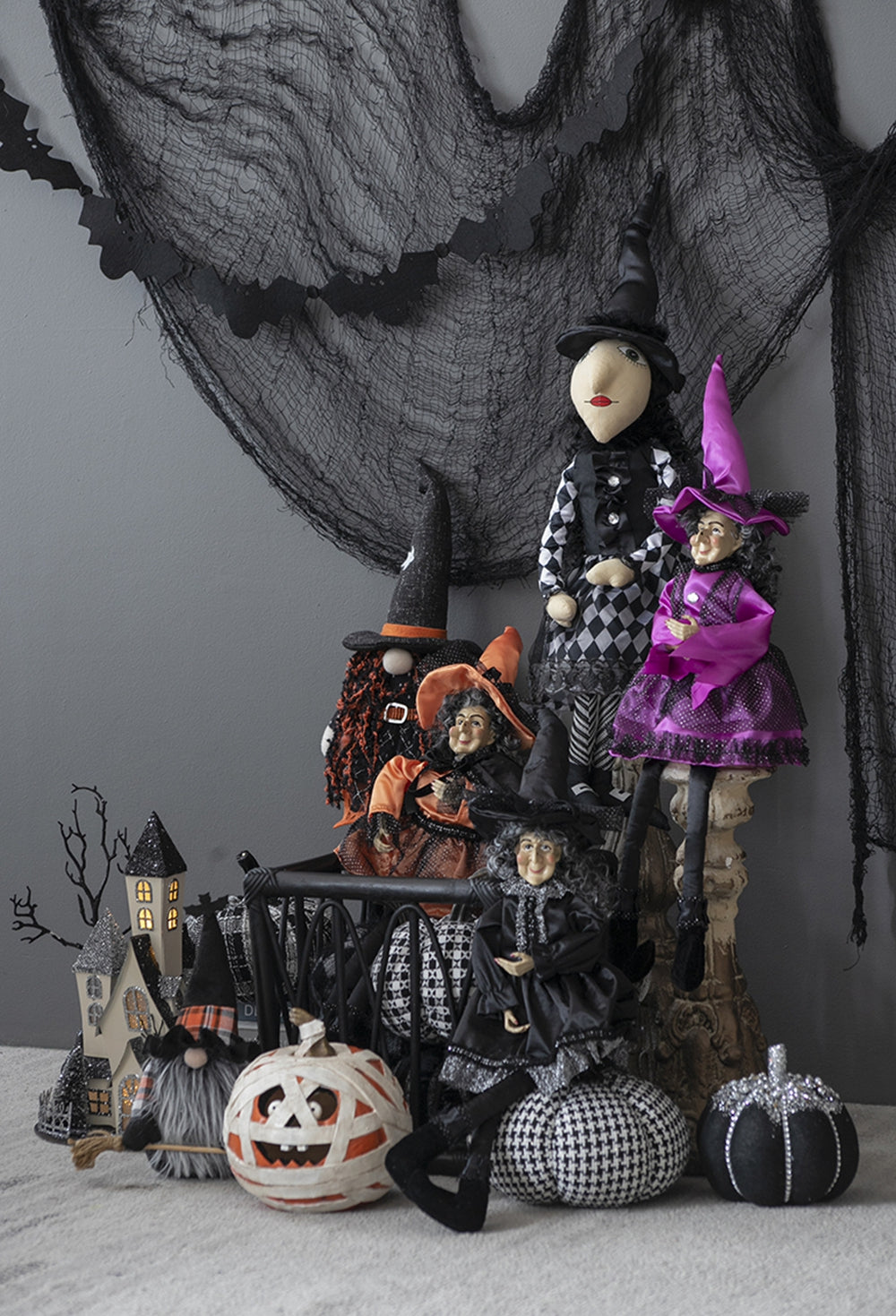 21"H Halloween Sitting Witch Decor Black Polyester