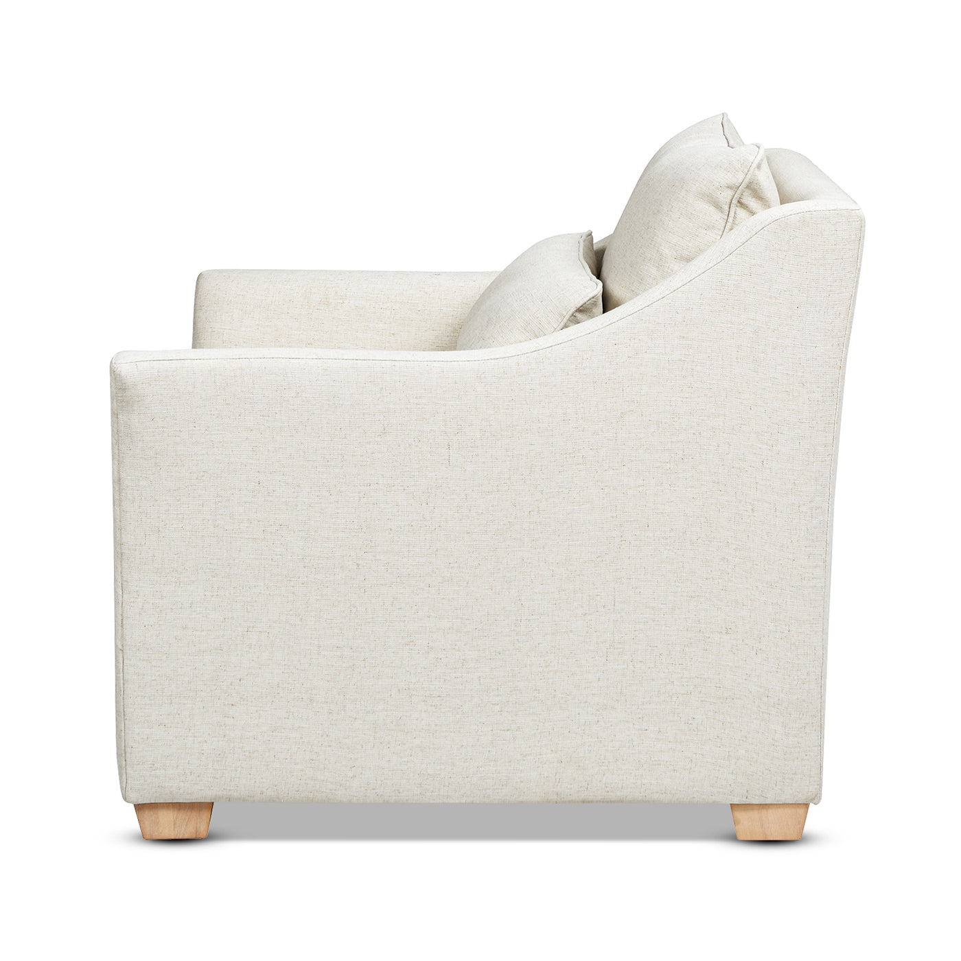 Ada 38" Flared Arm Contemporary Armchair With Lumbar Pillow, Flax White Linen White Foam Linen