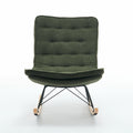 Lazy Rocking Chair,Comfortable Lounge Chair With Wide Backrest And Seat Wood Base, Upholstered Armless Rocker Chair For Living Room, Balcony,Bedroom And Patio Porch. Dark Green Cushion Iron Dark Green Primary Living Space Sponge Square Casual Rocking