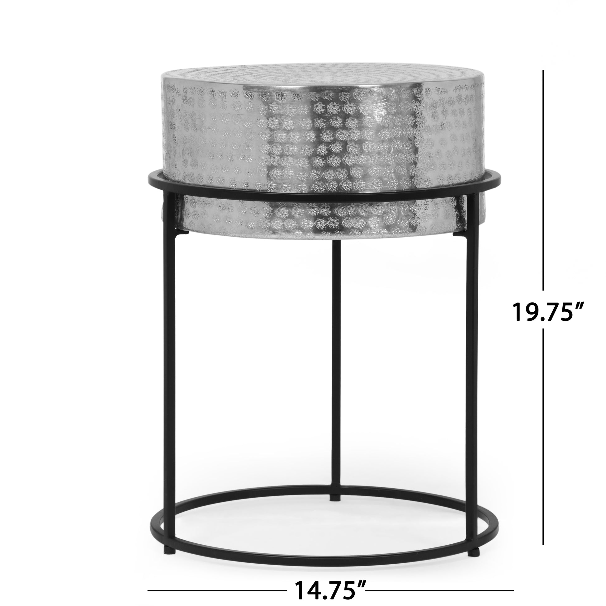 Round End Table Silver Aluminium