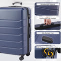 Hard Sided Expand Suitcase With Rotating Wheels, Tsa Lock, Retractable Handle, Blue, 20