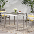 Outdoor Dining Table Anodized Aluminum Wicker Table Top Square Silver And Gray 35