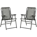 Outsunny Set Of 2 Patio Folding Chairs, Outdoor Bungee Sling Chairs W Armrests, Portable Lawn Chairs For Camping, Garden, Pool, Beach, Backyard, Gray Gray Steel