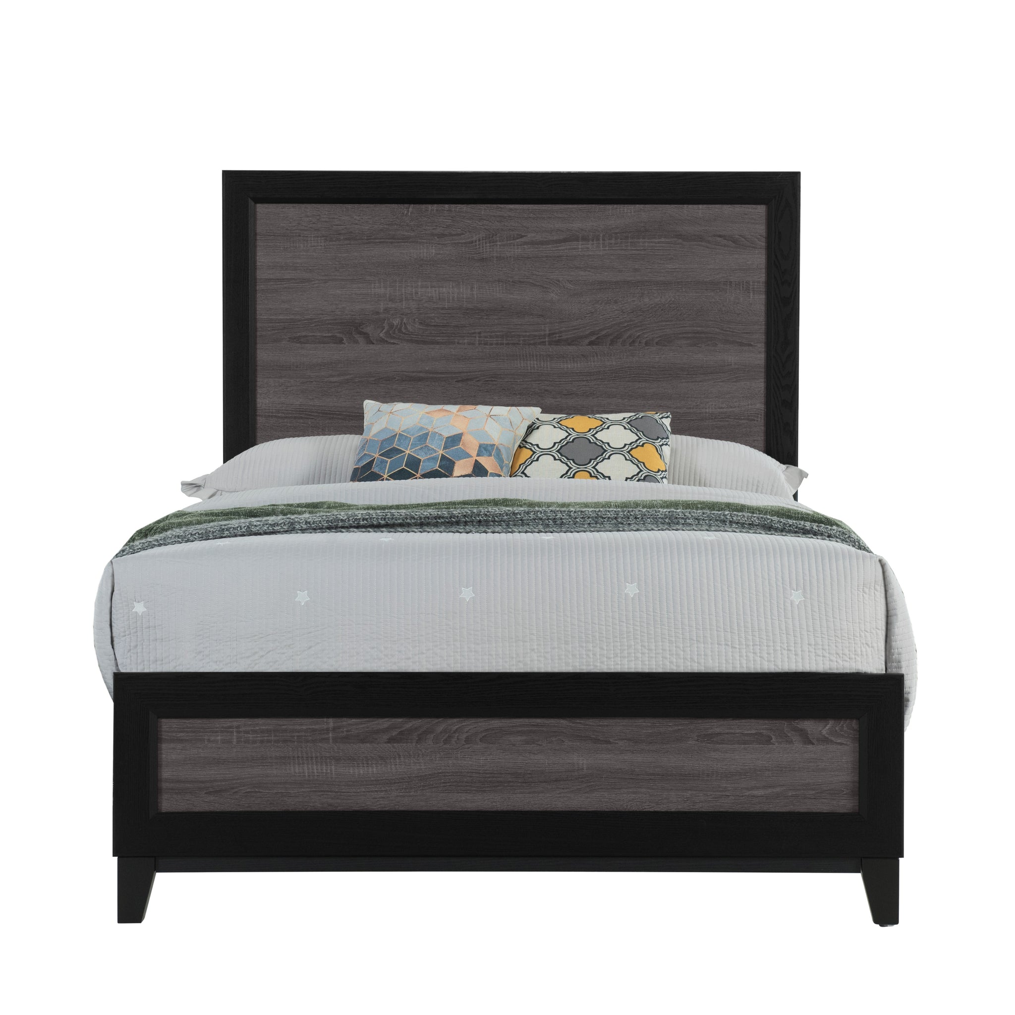 Soluto Grey And Black Full Bed Black Gray Solid Wood Mdf