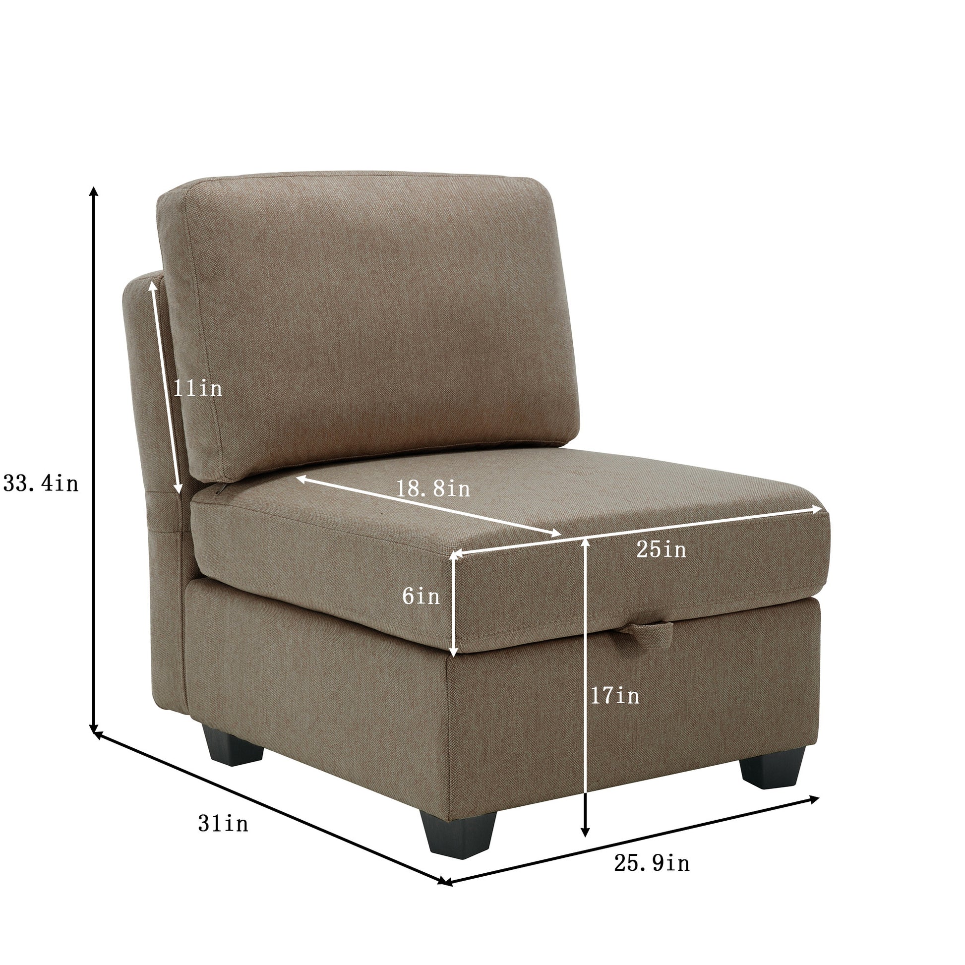 Modular Convertible U Shaped Sectional Sofa Couch With Storage Ottoman Corner Couch For Living Room, Adjustable Arms And Backs Brown Brown Polyester 4 Seat