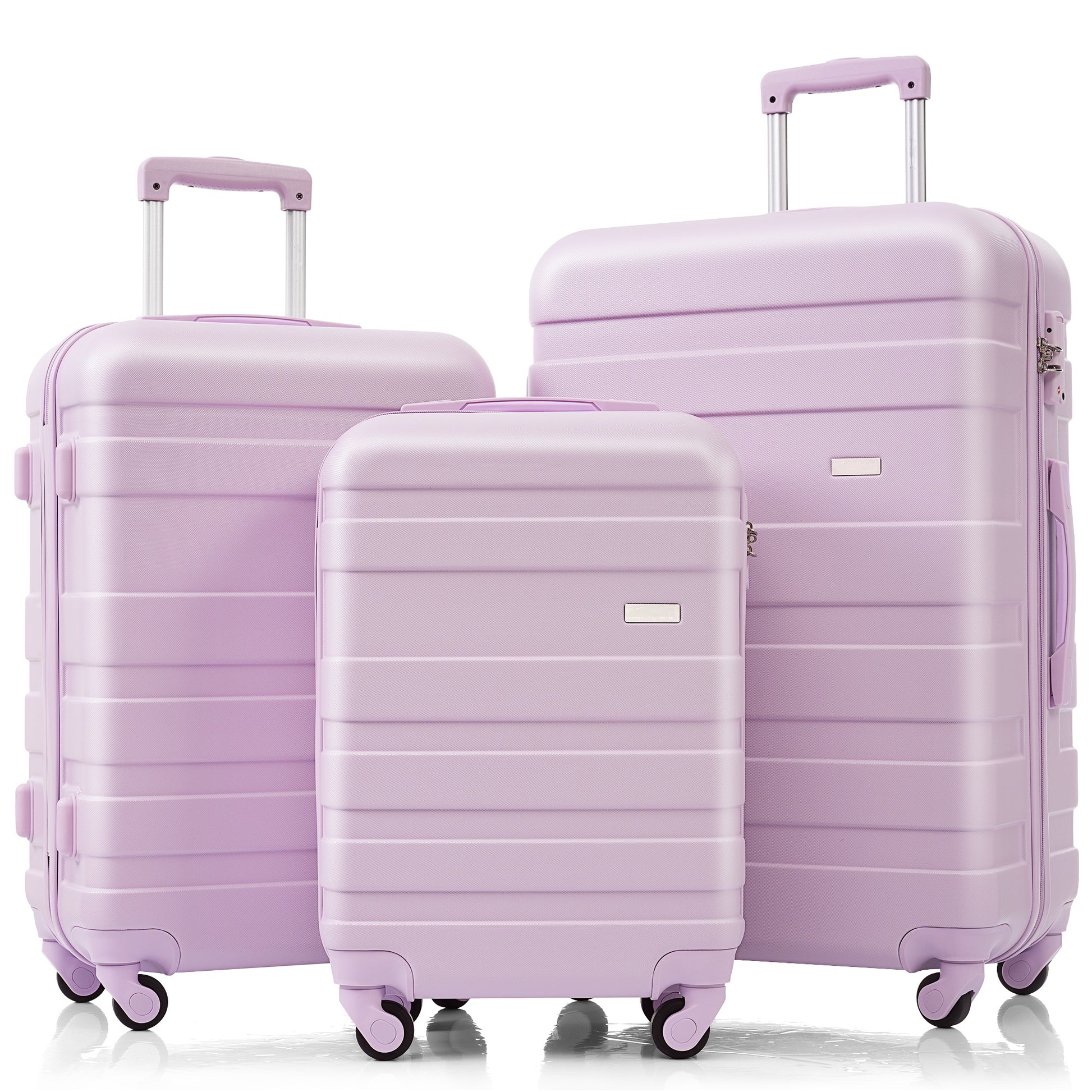 Luggage Sets Model Abs Hardshell 3Pcs Clearance Luggage Hardside Lightweight Durable Suitcase Sets Spinner Wheels Suitcase With Tsa Lock 20''24''28'' Purple Purple Abs