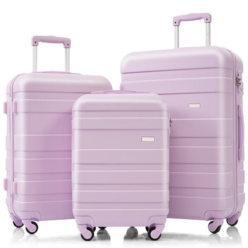 Luggage Sets Model Abs Hardshell 3Pcs Clearance Luggage Hardside Lightweight Durable Suitcase Sets Spinner Wheels Suitcase With Tsa Lock 20''24''28'' Purple Purple Abs