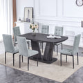 Dining Table Set For 6, 7 Piece Kitchen Table Chairs Set, 1.8