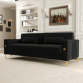 Fx P18 Bk Sofa Black Velvet 3 Seat