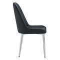 2 Modern Dining Chairs, Smooth Pu Leather Backrest And Silver Toned Metal Legs For A Comfortable Home Experience For Kitchens, Bedrooms And Offices. Black Pu