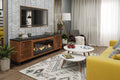 Graceland 86 Inch Fireplace Tv Stand Console For Tvs Up To 100 Inches, Minimal Assembly, Black With Bourbon Finish Electric Brown Primary Living Space Poplar Yes Insert Electric 41 50 No Brown 400 Vent Free Contemporary,Modern,Scandinavian Wood