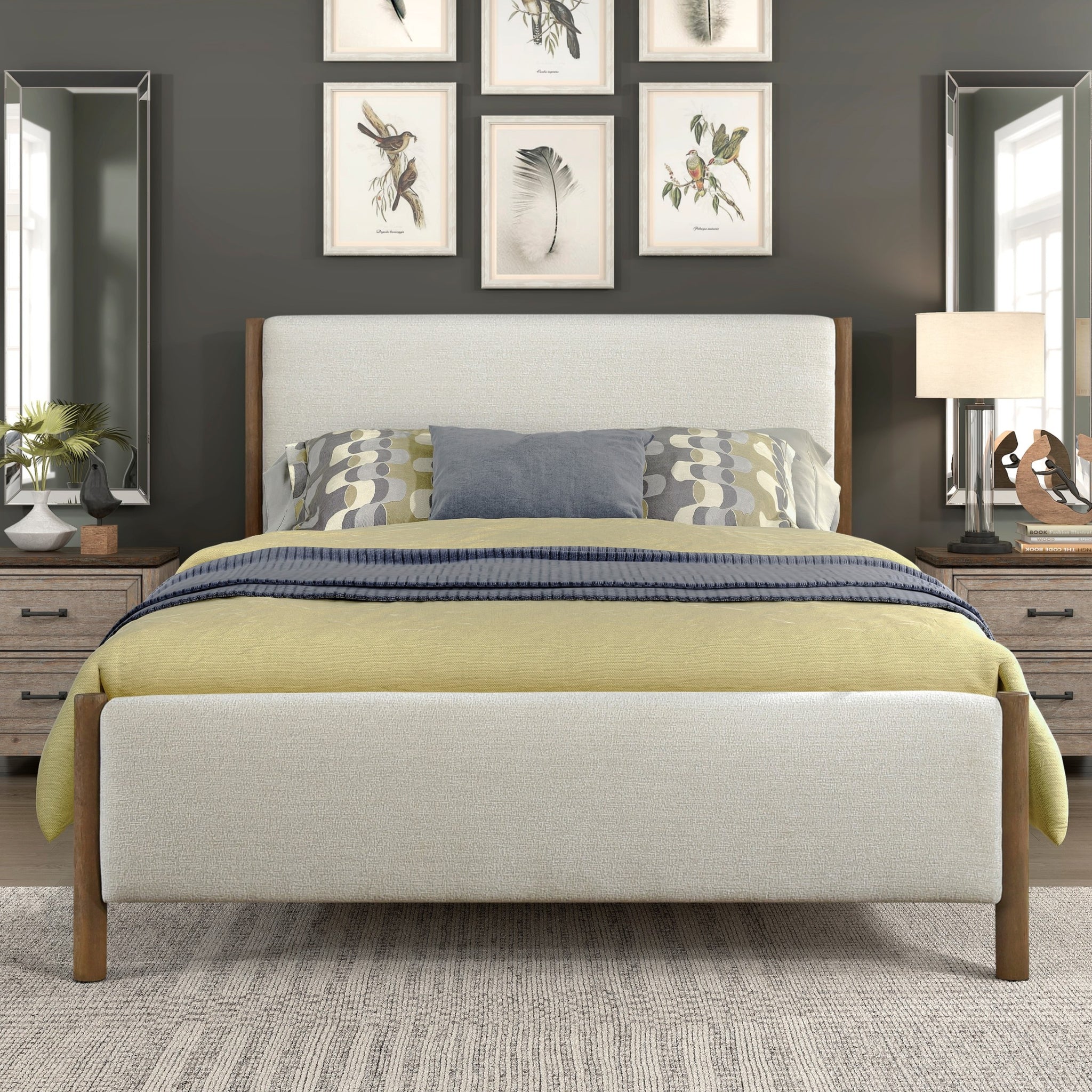 Modern Contemporary Bedroom 1Pc Full Platform Bed Soft Beige Chenille Fabric Upholstered Bed Solid Wood Furniture Box Spring Not Required Full Beige Wood Bedroom Modern Chenille Solid Wood