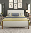 Modern Contemporary Bedroom 1Pc Full Platform Bed Soft Beige Chenille Fabric Upholstered Bed Solid Wood Furniture Box Spring Not Required Full Beige Wood Bedroom Modern Chenille Solid Wood