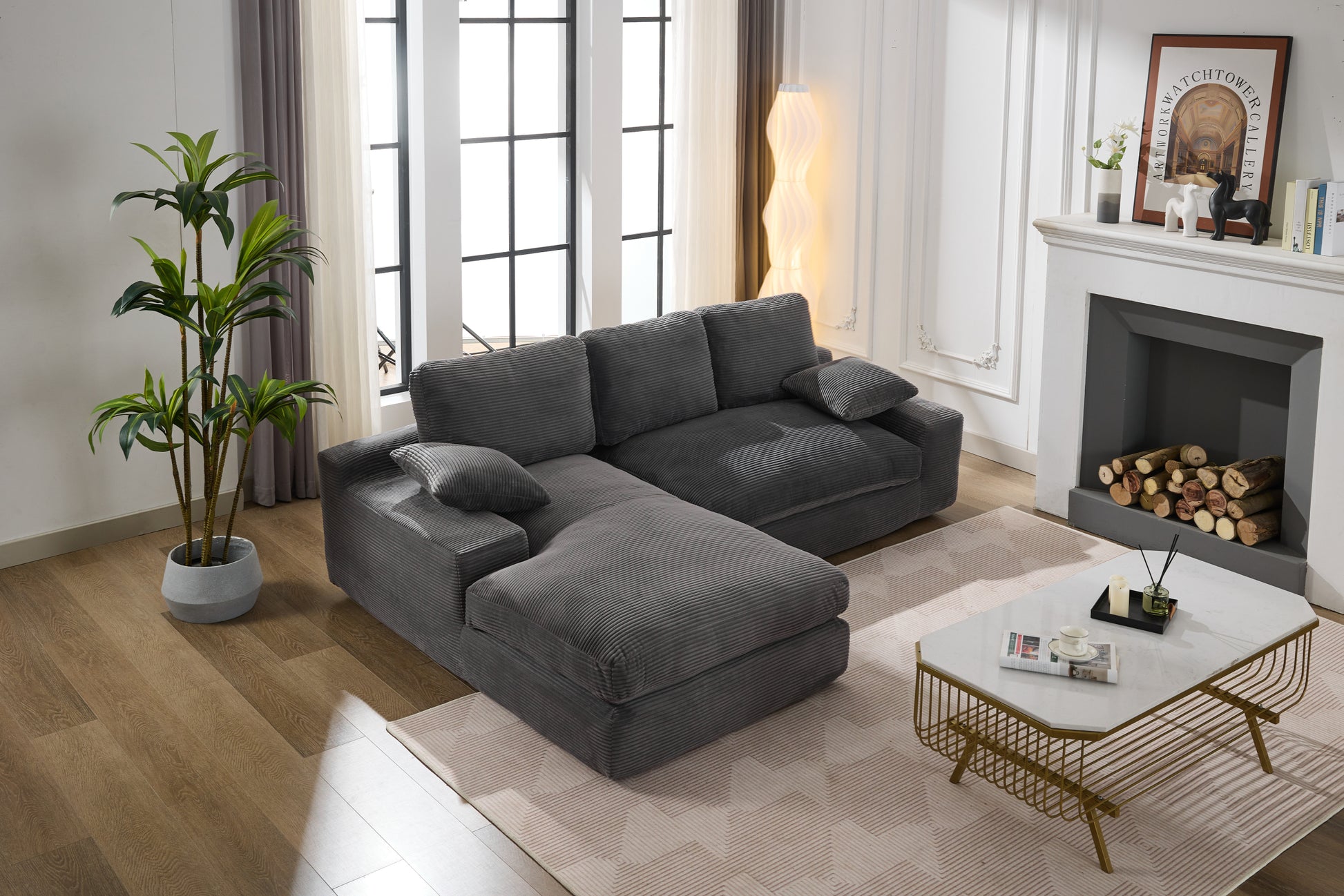 99*69" Modular Sectional Living Room Sofa Set, Modern Minimalist Style Couch, Upholstered Sleeper Sofa For Living Room, Bedroom, 2 Pc Free Combination, Installation Free Sofa, L Shape, Grey Grey Primary Living Space Soft Minimalist,Modern Foam Spring 4