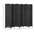 Homcom Room Divider, 6 Panel Folding Privacy Screen, 5.6' Tall Freestanding Wall Partition For Home Office, Bedroom, Black Black Polypropylene