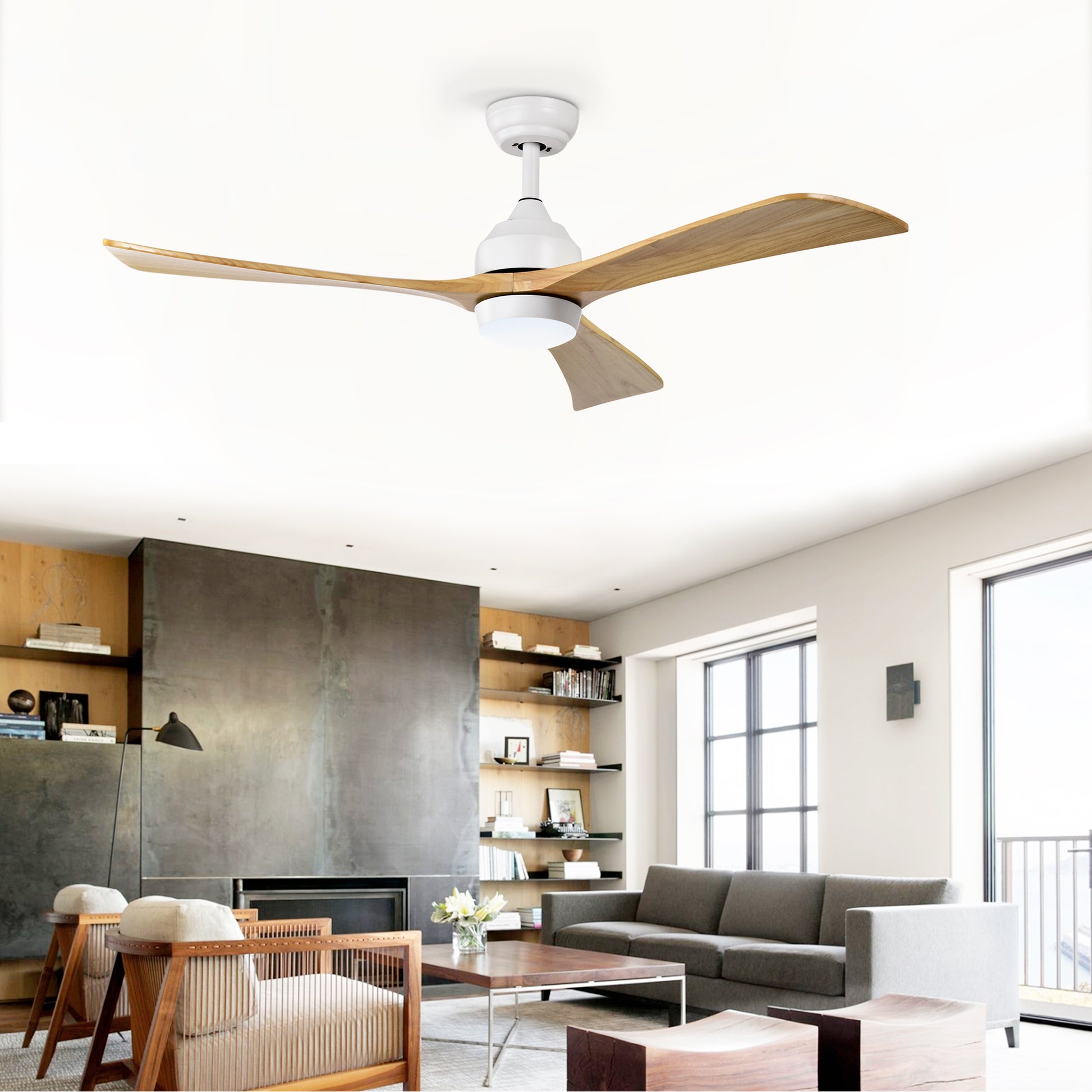 52" Ceiling Fan With Lights Remote Control,Quiet Dc Motor 3 Blade Ceiling Fans 6 Speed Levels,Reversible Ceiling Fan, For Patio Living Room, Bedroom, Office,Indoor. White Natural White