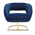 Coolmore Upholstered Tufted Living Room Chair Textured Linen Fabric Accent Chair With Metal Stand Navy Velvet