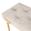 48'' Modern Ottoman Bench Velvet Bench Upholstered Footrest With Gold Metal Legs And Padded Seat For Bedroom Living Room Entryway Beige Gold Velvet Metal Bedroom Soft Beige Metal Rectangle Velvet Metal