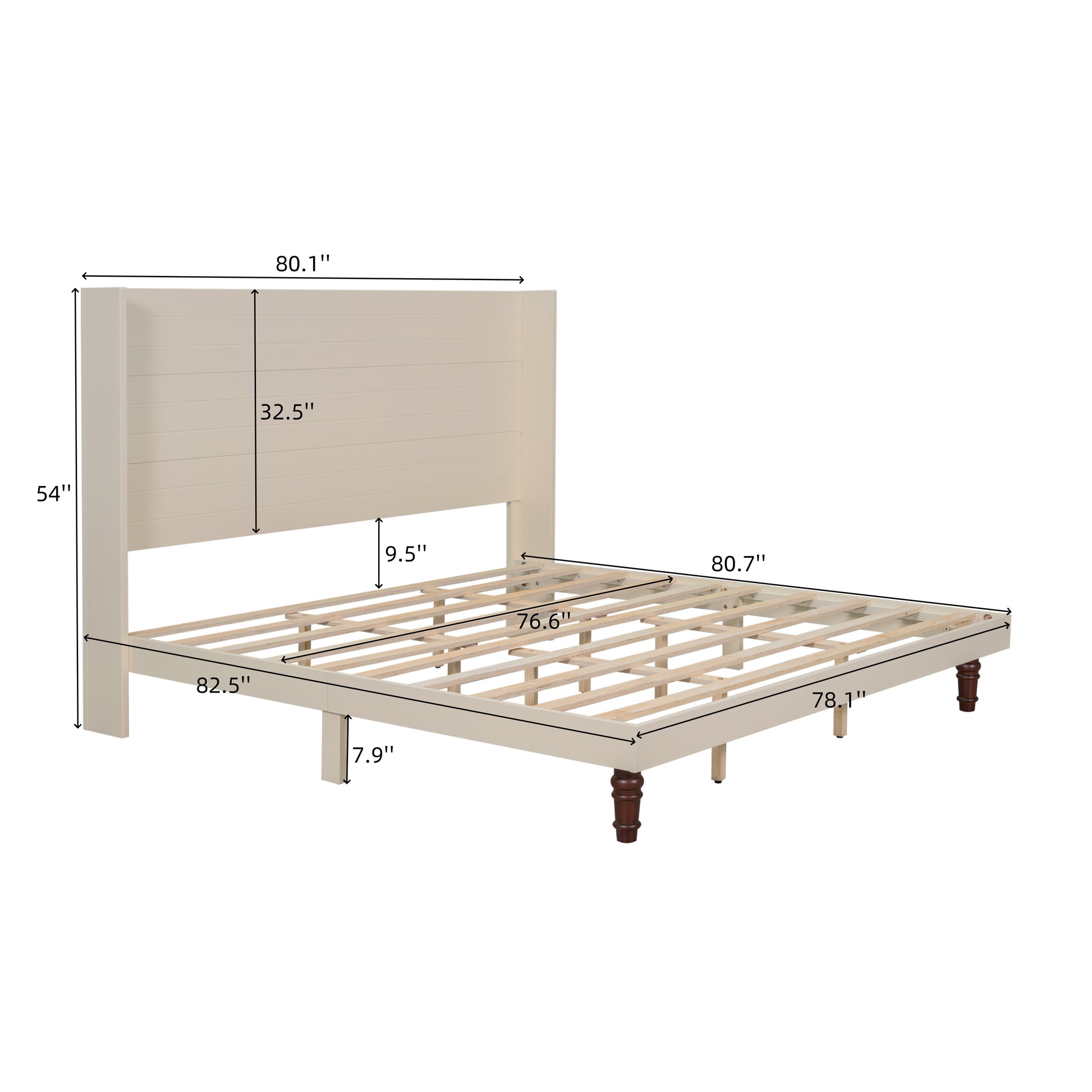 Stylish High Headboard Bed, 54 "High Headboard, High Quality, Comfortable High Back Design Ideal For Reading Or Relaxing, King Size, Beige Box Spring Not Required Beige Mdf