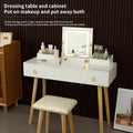 Vanity Desk Set With Led Lighted Mirror & Power Outlet, Flip Top Vanity Table With Drawers & Cabinet, For Bedroom, Bathroom Gold White Wood