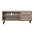 Rustic Oak And Black Tv Stand With Open Shelving Rustic Primary Living Space 40 49 Inches Modern Oak Wood Metal