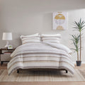 3 Piece Clipped Jacquard Duvet Cover Set Queen Multicolor Polyester