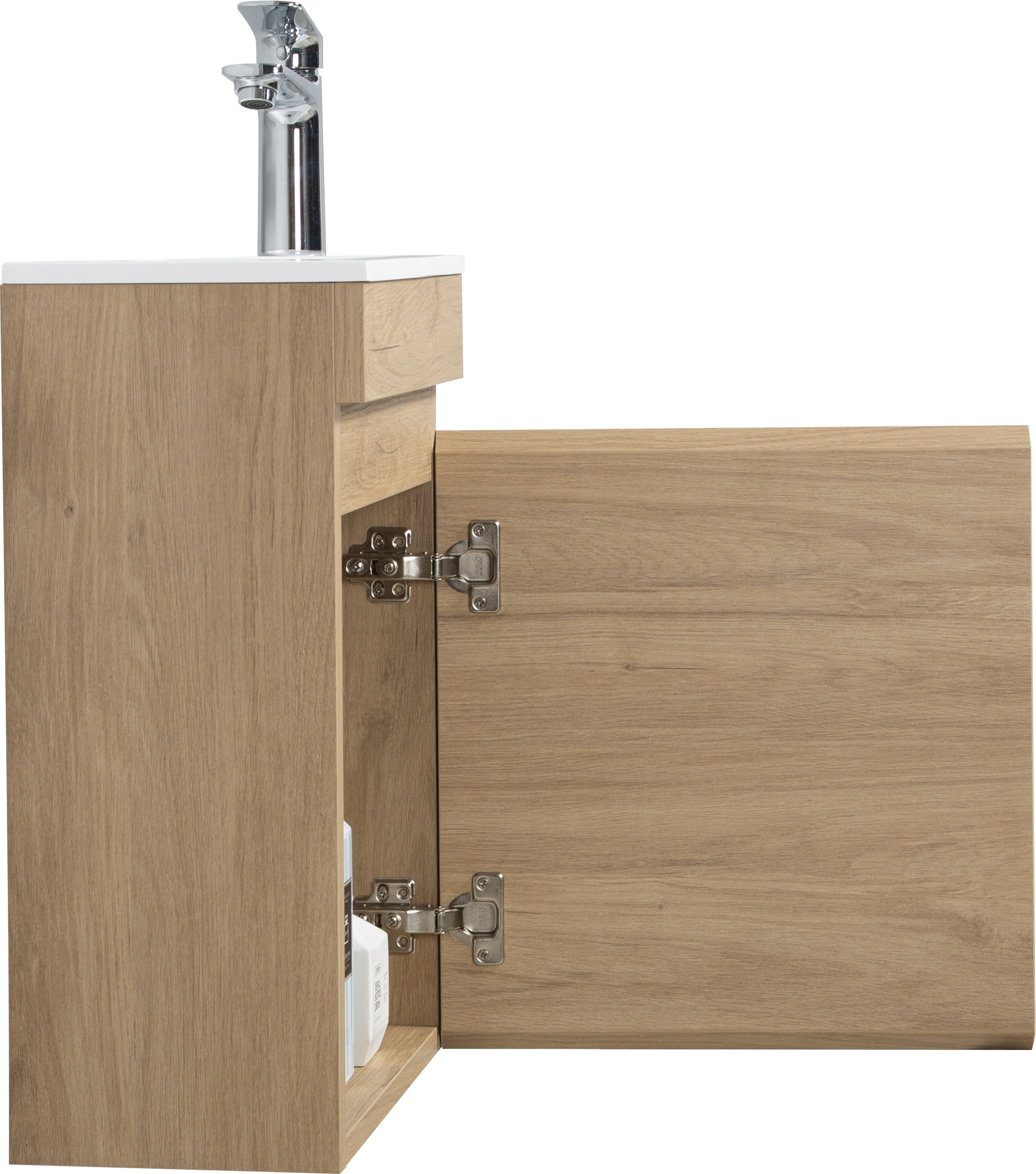 16" Floating Bathroom Vanity With Sink, Wall Mounted Small Bathroom Storage Vanity Cabinet With Resin Top Basin And Soft Close Doors, Natural Oak 24V11 16No Oak Wood