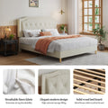 Queen Size, Cotton Linen Fabric, Mesh Mounted Bed, Stable, Easy To Assemble, Light Grey Queen Light Gray Mdf Acacia