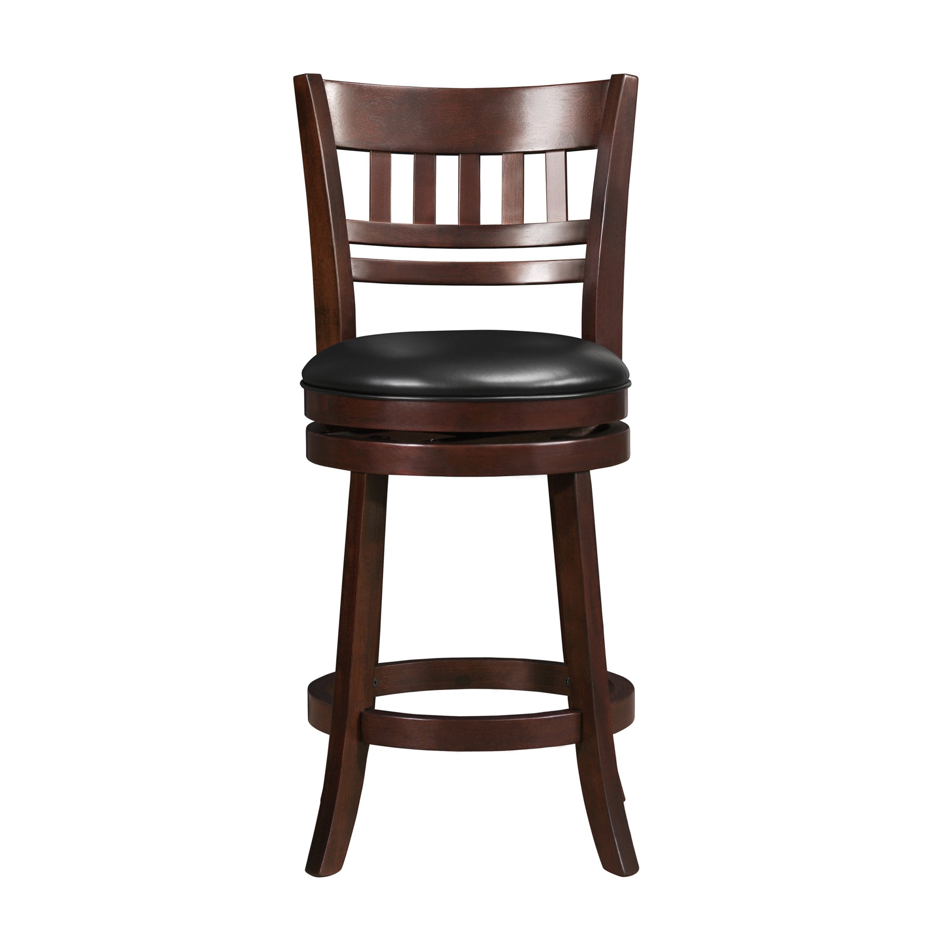 360 Degree Swivel Counter Height Chair Dark Cherry Finish Solid Wood Comfortable Footrest 1Pc Dining Furniture Cherry Dining Room Solid Wood