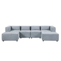 Modular Sofa Grayish Blue Chenille Fabric, Simple And Grand, The Seat And Back Is Very Soft. This Is Also A Knock Down Sofa Grayish Blue Chenille 6 Seat