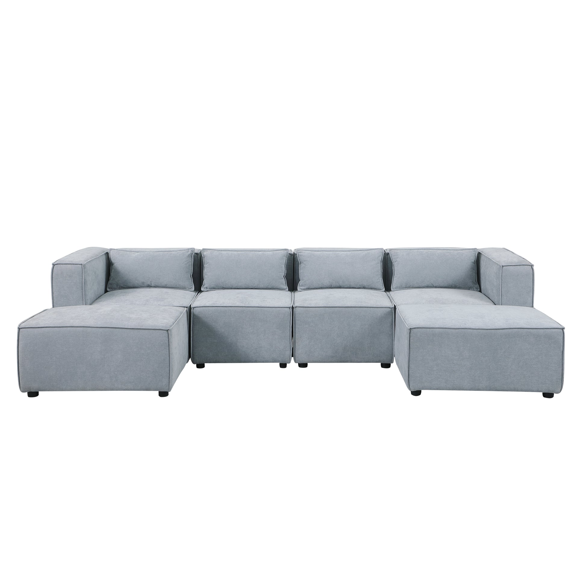 Modular Sofa Grayish Blue Chenille Fabric, Simple And Grand, The Seat And Back Is Very Soft. This Is Also A Knock Down Sofa Grayish Blue Chenille 6 Seat