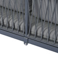 Modern Outdoor 3 Piece Pe Rattan Sofa Set All Weather Patio Metal Sectional Furniture Set With Cushions And Glass Table For Backyard, Poolside, Garden, Gray,L Shaped Yes Sectional Gray Seats 4 Weather Resistant Frame Water Resistant Cushion Garden &