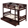 Espresso Twin Twin Bunk Bed With Ladder Espresso Bedroom Contemporary Wood