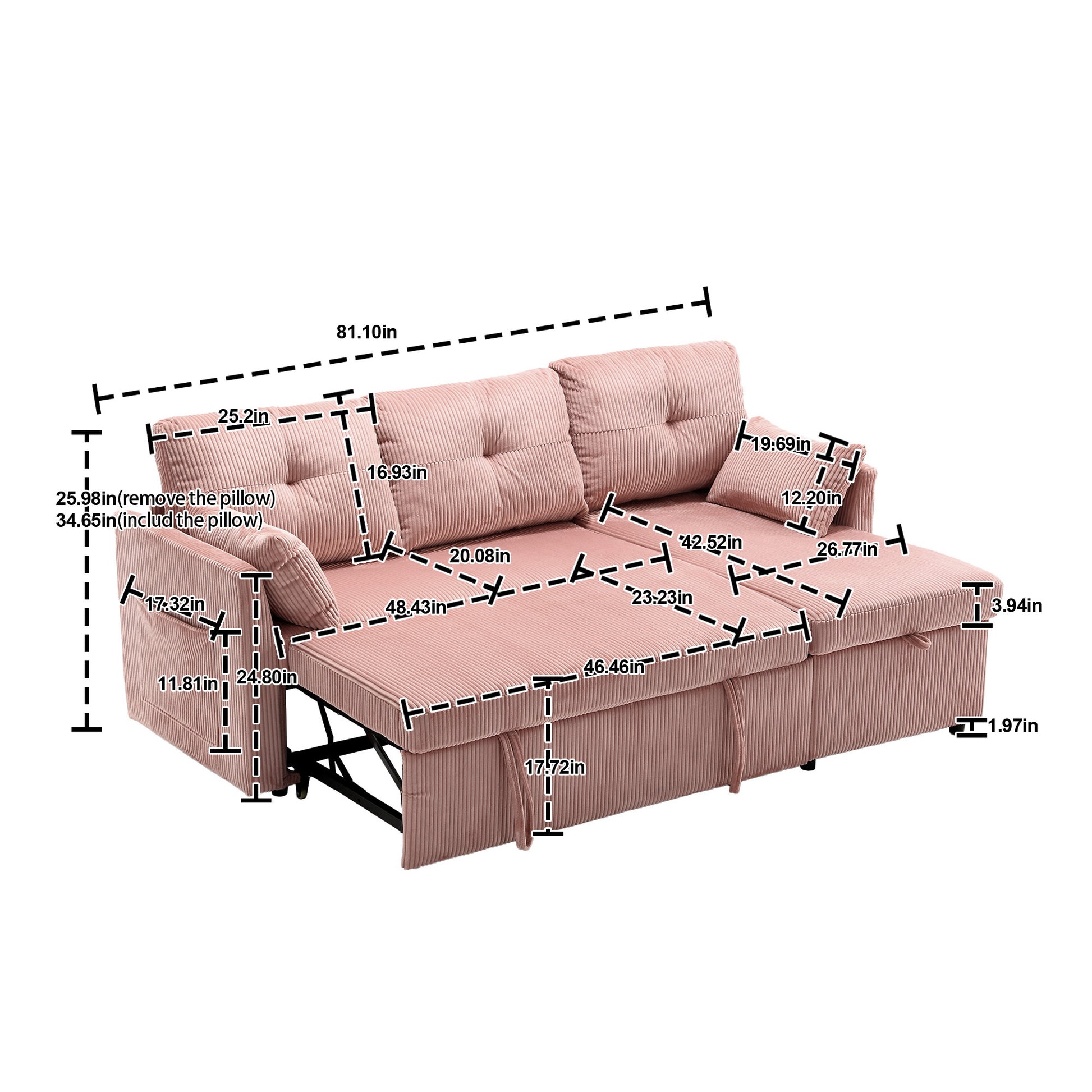 United Modular Sectional Sofa L Shaped Modular Couch With Reversible Chaise Modular Sofa Sectional Couch With Storage Seats Pink Velvet 3 Seat