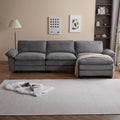 Modular Sectional Sofa With Movable Ottoman,L Shaped Corduroy Fabric Couch With High Supportive & Soft Sponges And Removable Ottoman, Sleeper Comfy Upholstered Furniture For Living Room Grey Grey