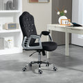 Vinsetto Home Office Chair, Velvet Computer Chair, Button Tufted Desk Chair With Swivel Wheels, Adjustable Height, And Tilt Function, Black Black Polyester