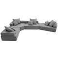 156''Oversized Modular U Shaped Sectional Sofa,Luxury Boucle Floor Couch Set,Convertible Sleeper Couch,Spacious Foam Filled Sofa Bed For Living Room,4 Pc Free Combination,2 Color Gray Boucle 6 Seat