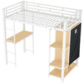 Twin Size Metal Loft Bed With Built In Wardrobe, Desk And Shelves, Black Expected Arrival Time: 9.3 Box Spring Not Required Twin White Metal Mdf Metal