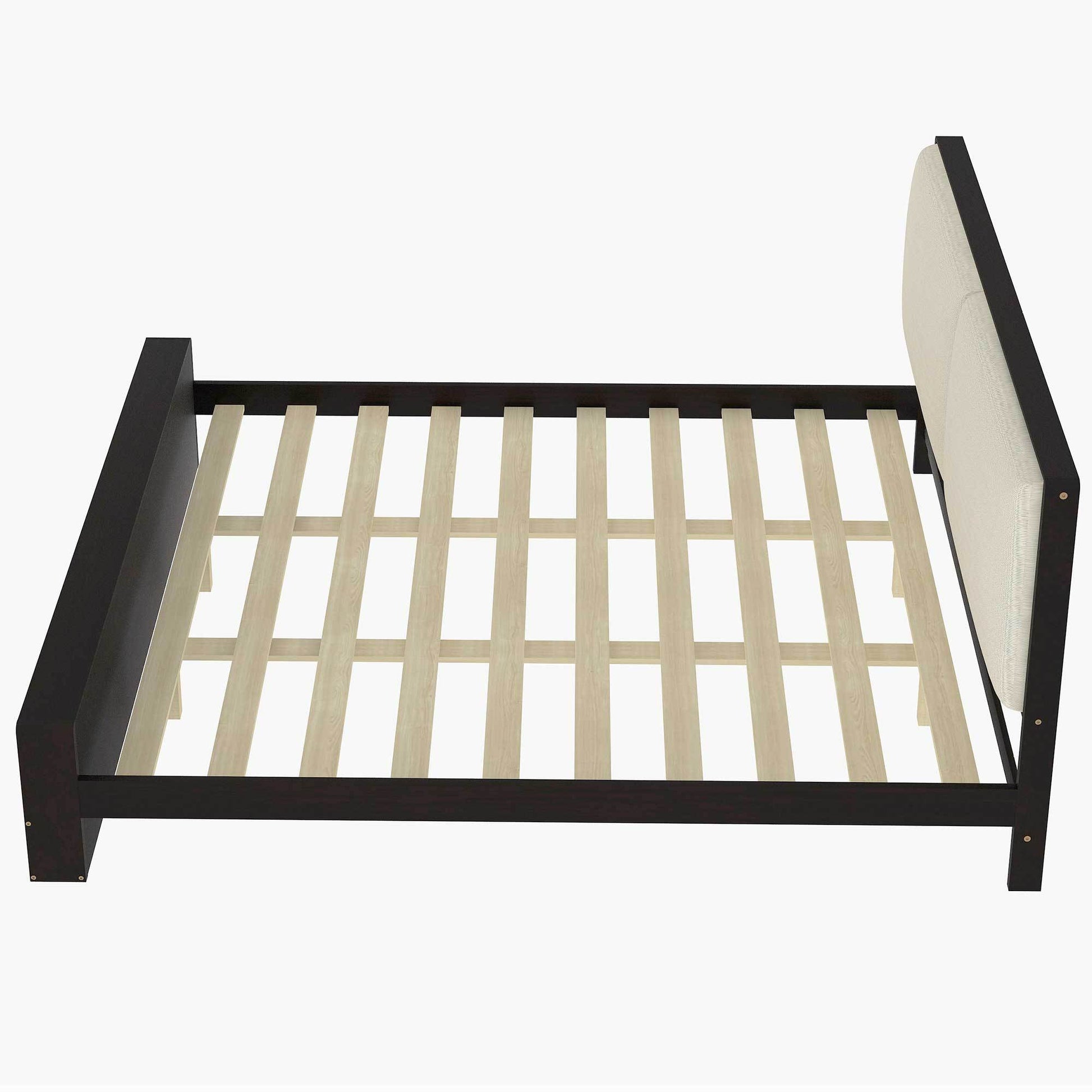 King Size Platform Bed Frame With Upholstery Headboard And Bookshelf In Footboard And Led Light Strips, Espresso King Espresso Solid Wood Mdf